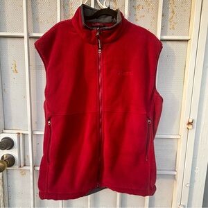 Marmot men's XL fleece full zip vest zip pockets deep red. Inside zip pocket